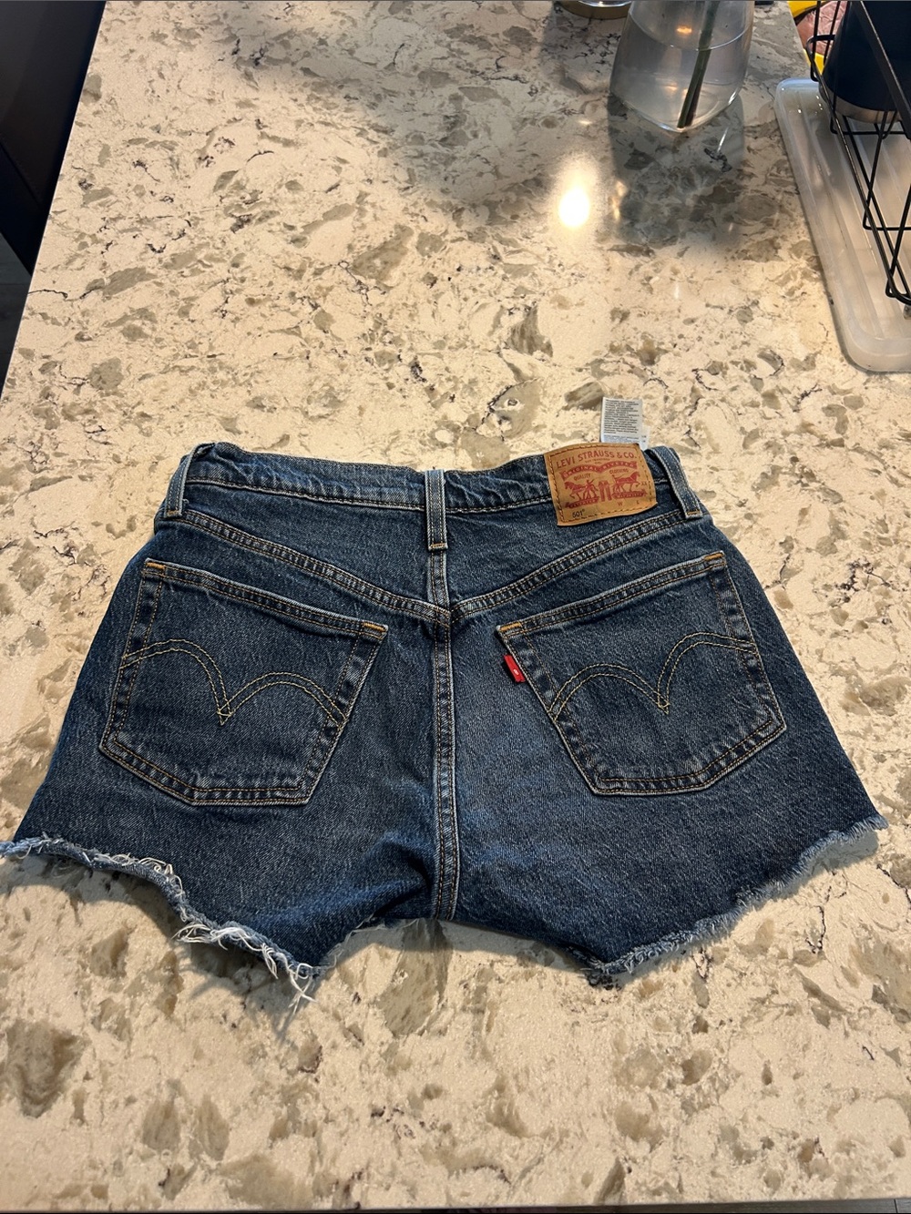Levi's Blue Denim Frayed Hem Cutoff Shorts - Women's